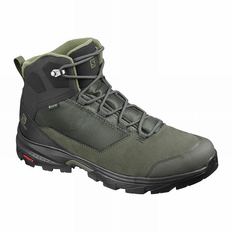 Bottes De Randonnée Salomon Homme Vert Olive / Noir - Salomon OUTWARD GORE-TEX - France (4519-KAPYD)